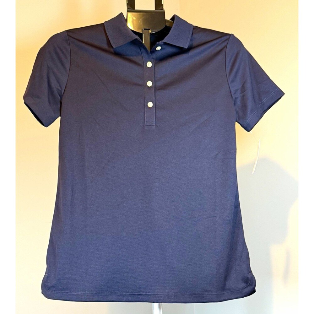 Lands' End Outfitters Polo Women’s XS Navy Solid Short Sleeve Collared Button